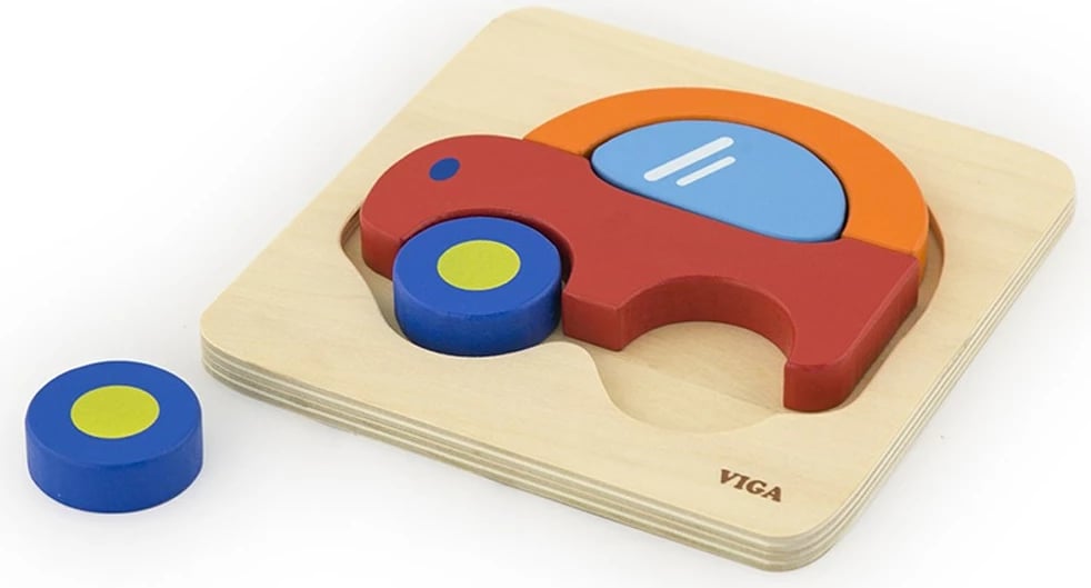 puzzle druri, Viga Car, edukativ për fëmijë 18+ muaj, 145x145x18 mm, multingjyrësh, set 5 copa