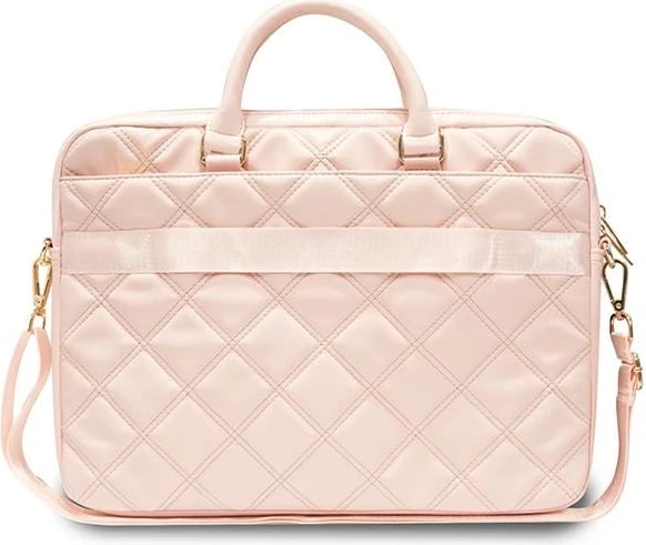 Çantë laptopi Guess Quilted 4G, 16 inç, lëkurë ekologjike, rozë