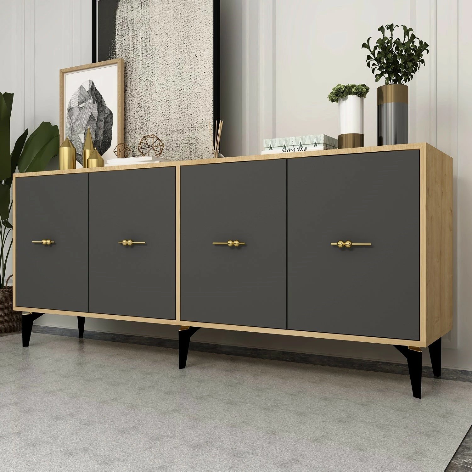 Konsol Skye Decor, ngjyrë lis safir, antracit