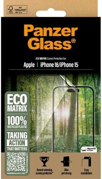 Mbështjellës ekranit PanzerGlass MATRIX për iPhone 16, 6.1 inç, Ultra-Wide Fit, Transparent