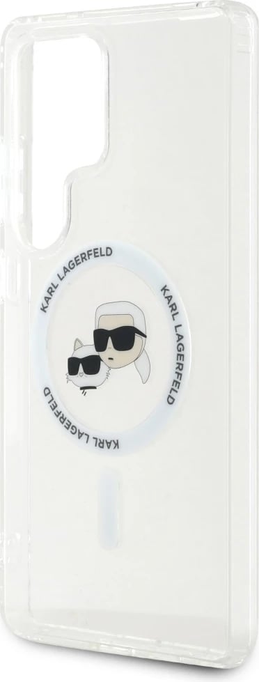 Mbështjellës Karl Lagerfeld Button Karl & Choupette Heads Printed Logo MagSafe për Samsung Galaxy S25 Ultra, Bardhë
