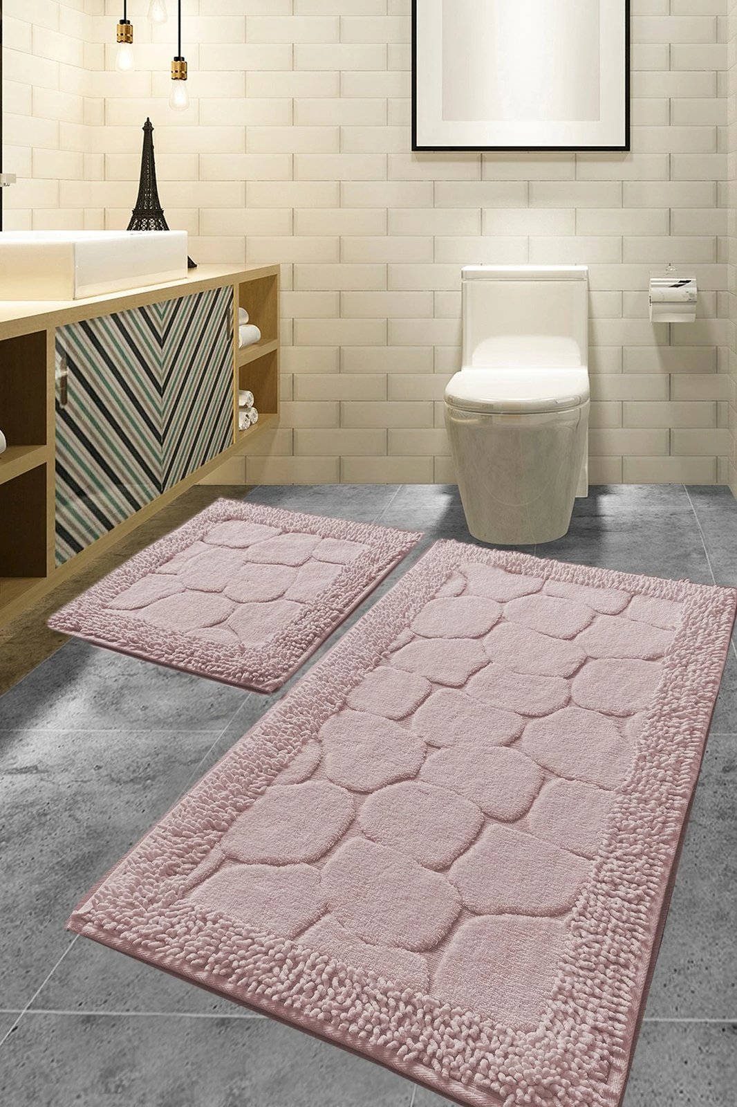 Set tapetash për banjo, 2 copë, ngjyrë gur-pudër, Mijölnir