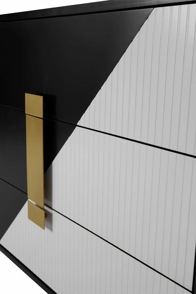 Komodë New York, 3 sirtarë, e bardhë/zezë, 80x40x80