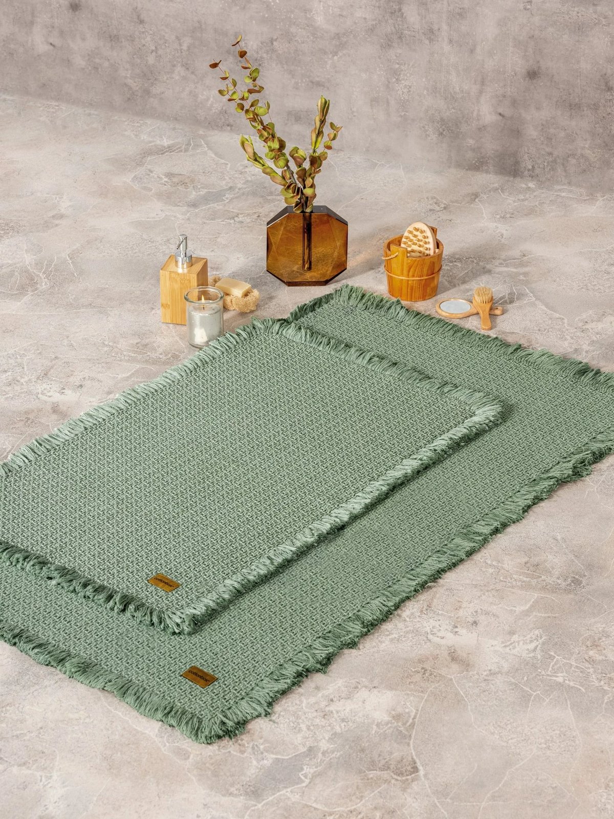 Set tapetash për banjo (2 copë), Mijölnir, qilim për banjo, ngjyrë e gjelbër Set tapetash për banjo (2 copë), Mijölnir, qilim për banjo, ngjyrë e gjelbër