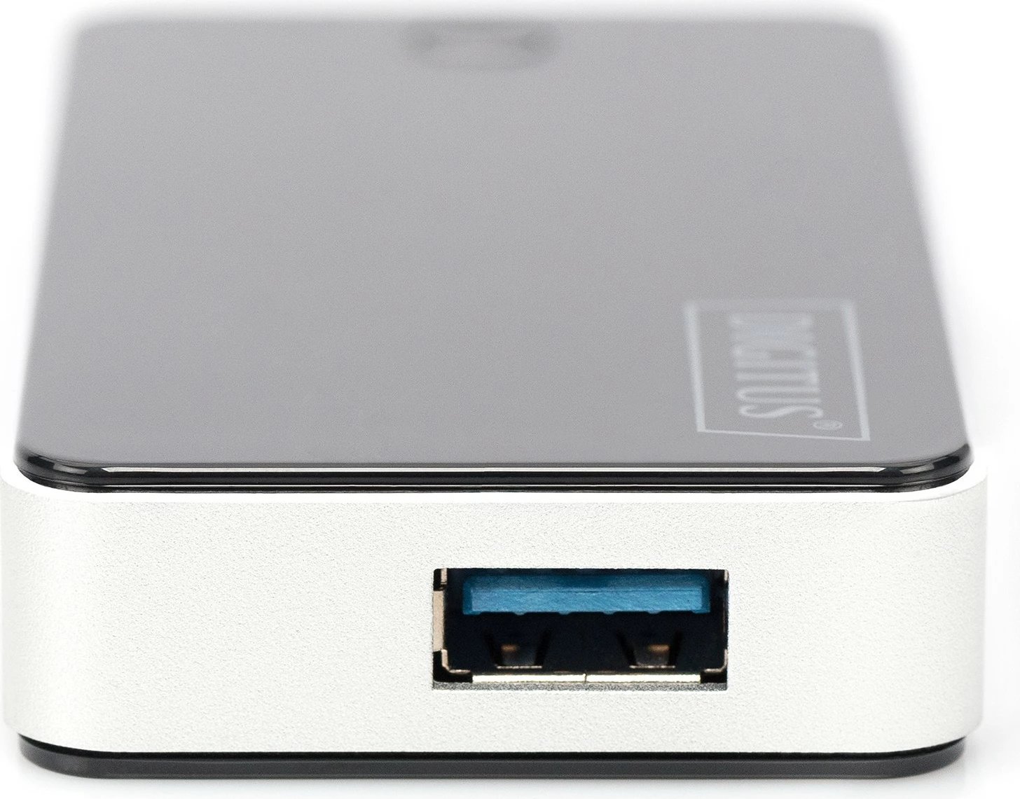 USB hub Digitus 4 porte USB 3.0, me adapter, zi/argjendtë