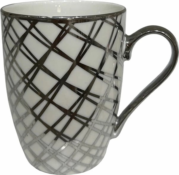 Filxhan Chic, porcelan New Bone China, i bardhë me detaje argjendi, 8x8x11cm Filxhan Chic, porcelan New Bone China, i bardhë me detaje argjendi, 8x8x11cm