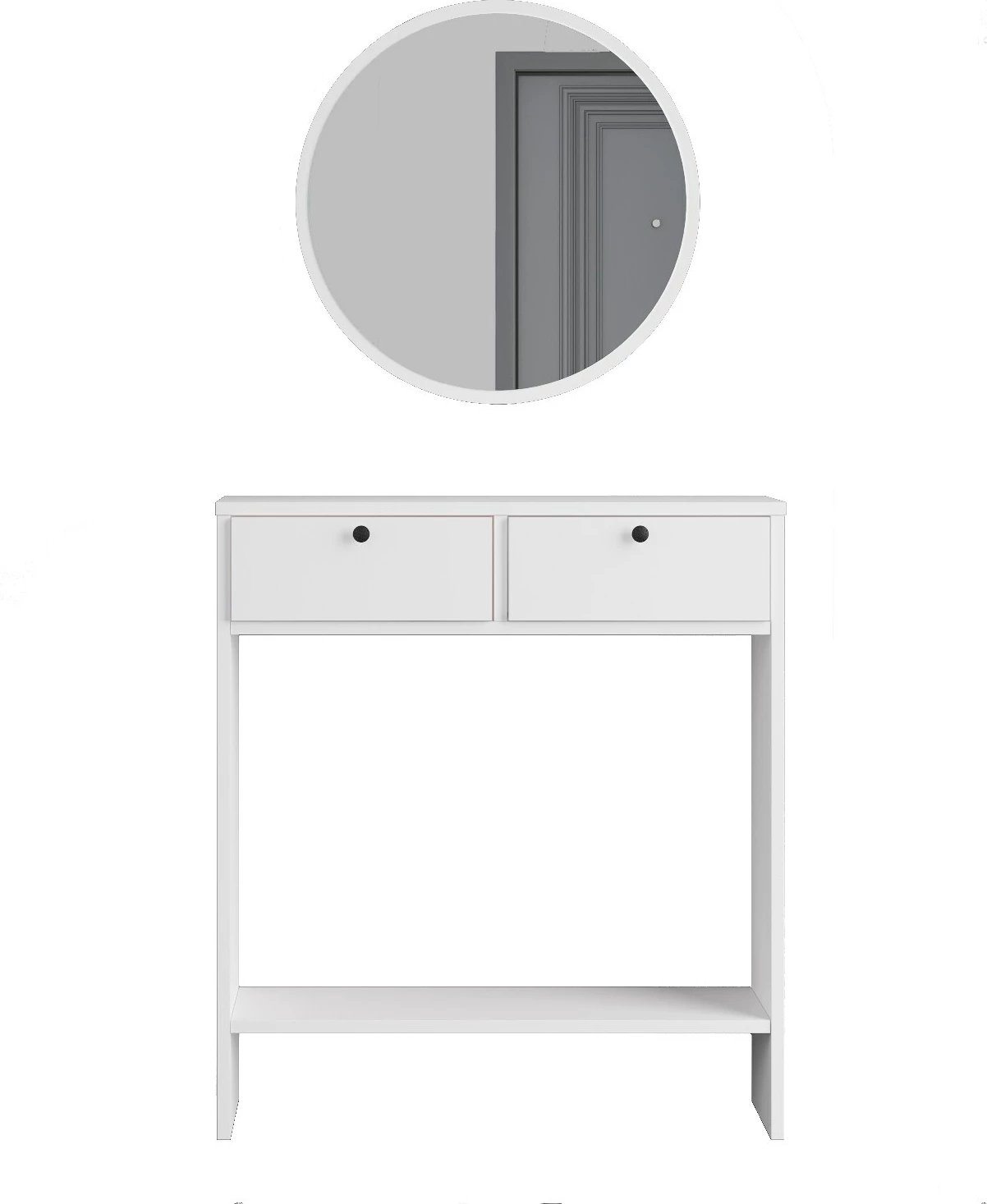 Komodë me pasqyrë, ngjyrë e bardhë, Hanah Home, Lr1-W