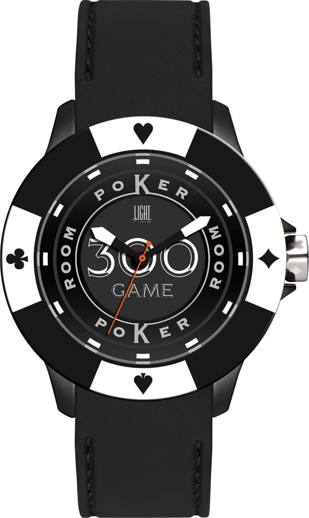 Orë dore për meshkuj LIGHT TIME Poker, e zezë/e bardhë