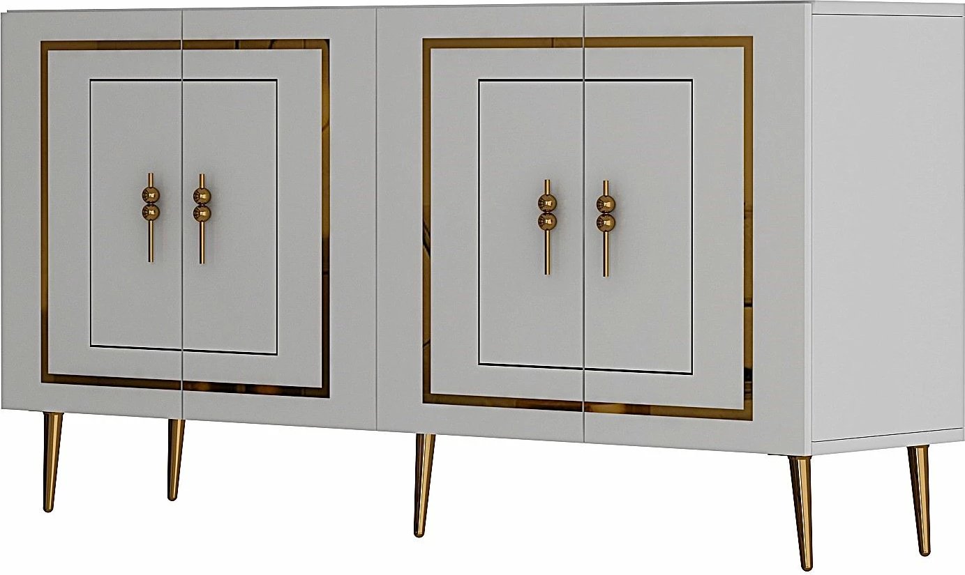 Konsolë moderne, e bardhë dhe e artë, Skye Decor, Piero KB150