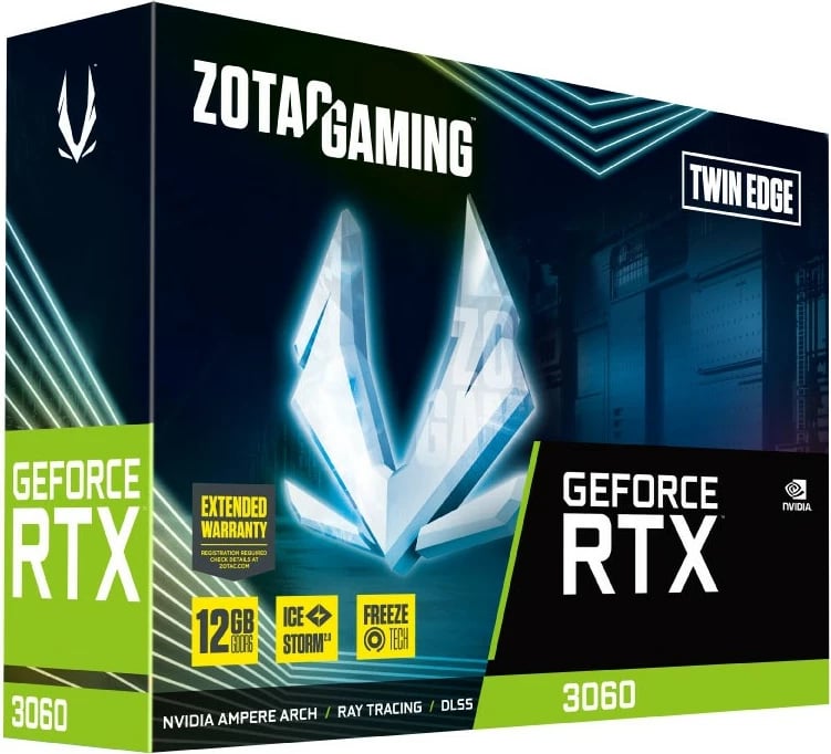 Kartelë grafike Zotac GAMING GeForce RTX 3060 Twin Edge, 12 GB, GDDR6, e zezë