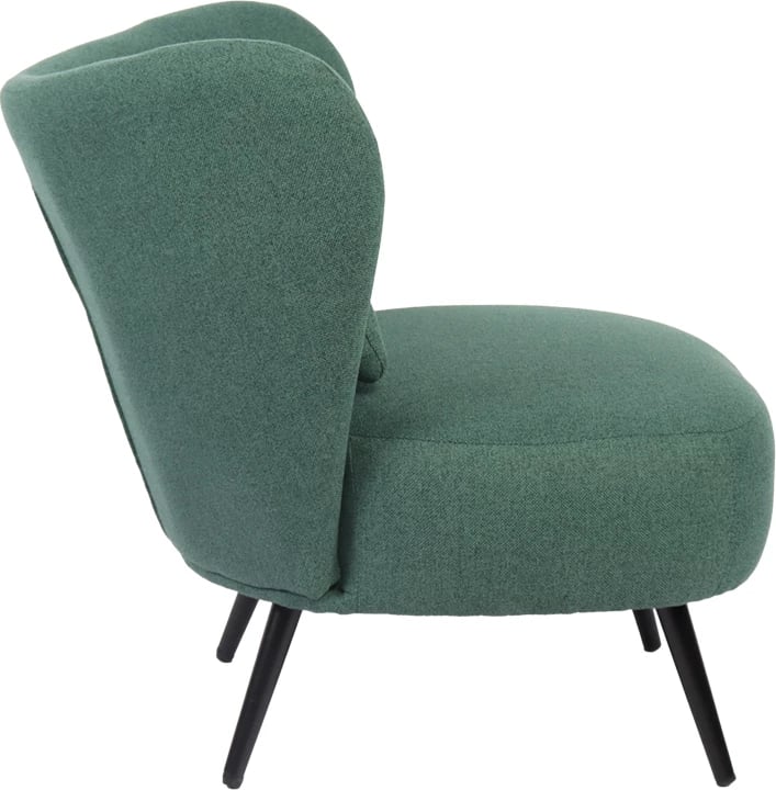 Fotel Nagreta, material tekstili i gjelbër, këmbë metalike të zeza, 77x73x74cm