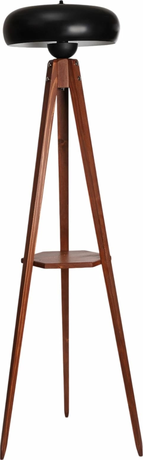 Llambë dyshemeje Opviq, 8932-2, dru dhe metal, ngjyrë e zezë dhe arre