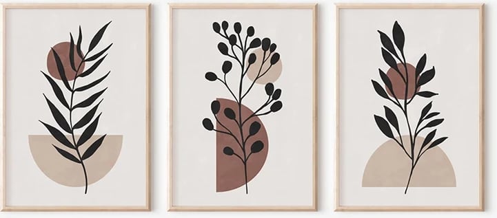 Set pikturash triptik Stenfy, print digjital, kornizë druri, shumëngjyrëshe, 33x1.5x48cm