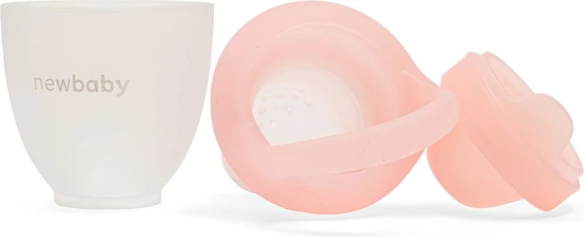 dispenser frutash-perimesh bebe, New Baby, silikon pa BPA, me kapak, rozë
