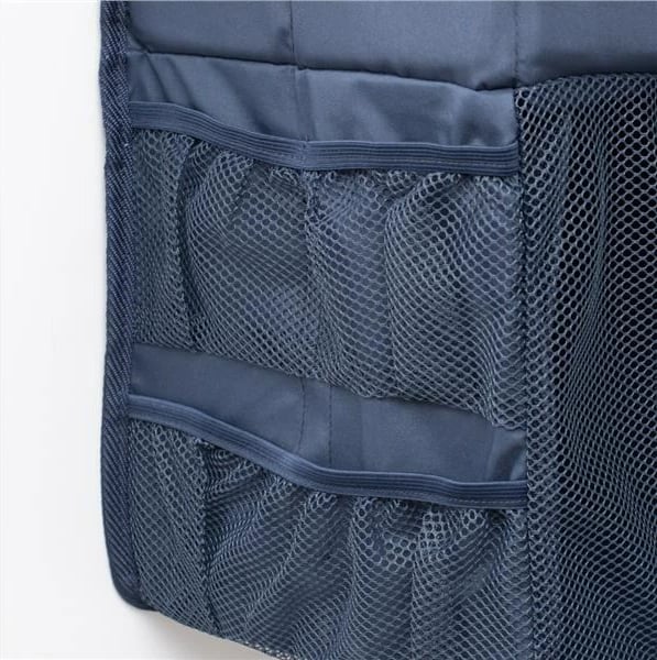 Organizues për krevat, New Baby, TinyTidy, shumë ndarje me rrjetë dhe varëse rripi, poliester 100%, blu