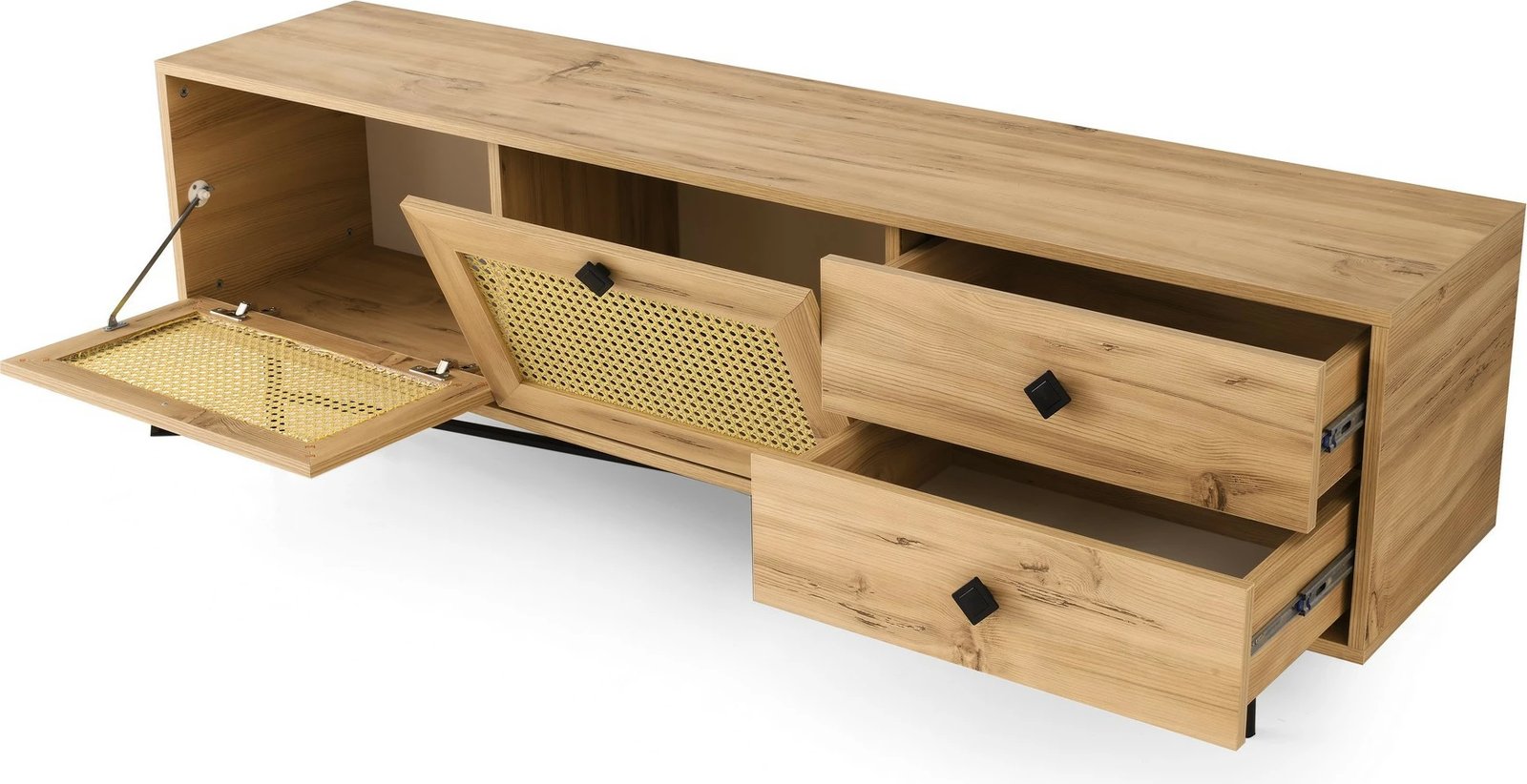 Komodë TV Hanah Home, Hapsiyas 180, ngjyrë lis dhe e zezë