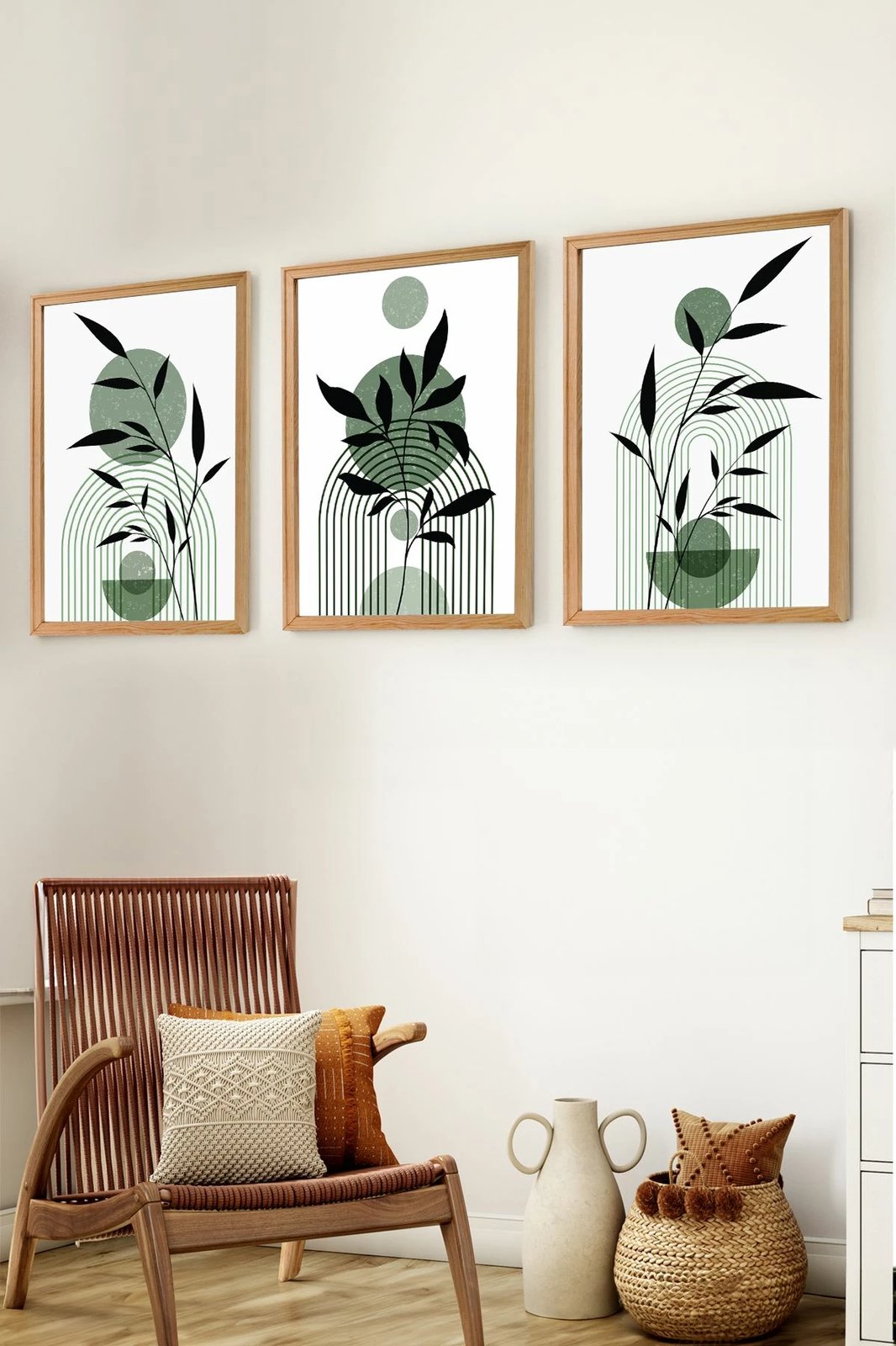 Set pikturash dekorative me kornizë MDF, 3 copë, Wallity, Myk3005-3