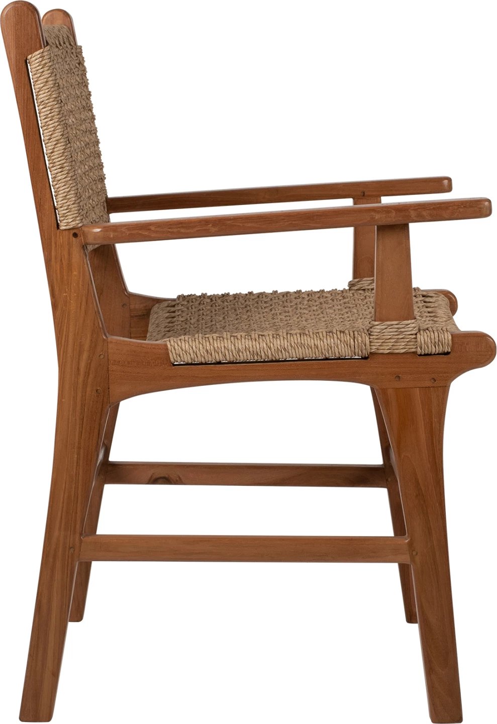 Karrige me krahë, dru teak, ngjyrë natyrale, litar rattan, 54x58x88H cm, FH9385.01