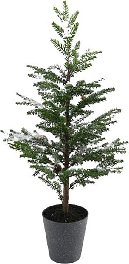 Pemë e Vitit të Ri ALNUS në vazo, 38x38x82, PVC, ngjyrë e gjelbër-gri