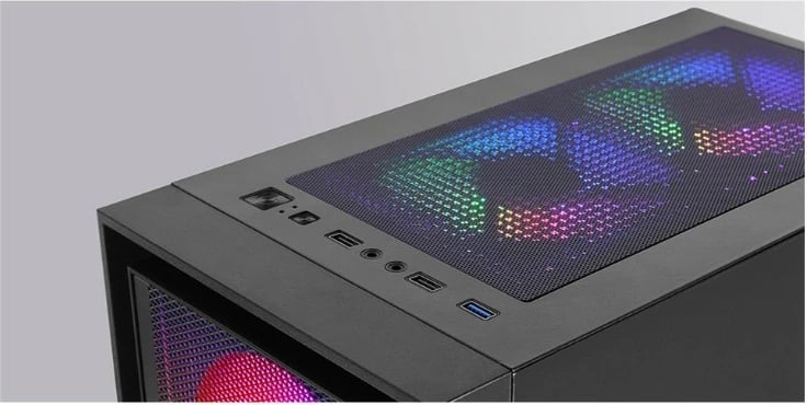 Kasë TACENS MARS MC-AIR midi tower, ATX/Micro ATX/Mini ITX, 4x 120mm FRGB, xham i temperuar, mesh front, e zezë