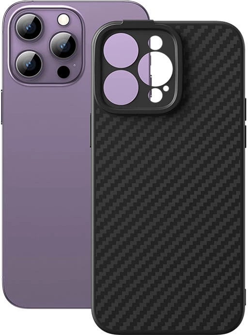 Mbështjellës magnetik Baseus Synthetic Fiber Series për iPhone 14 Pro, i zi, set me xham të temperuar dhe set pastrimi