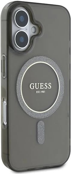 Mbështjellës Guess IML Glitter Circle MagSafe për iPhone 16, zi Mbështjellës Guess IML Glitter Circle MagSafe për iPhone 16, zi