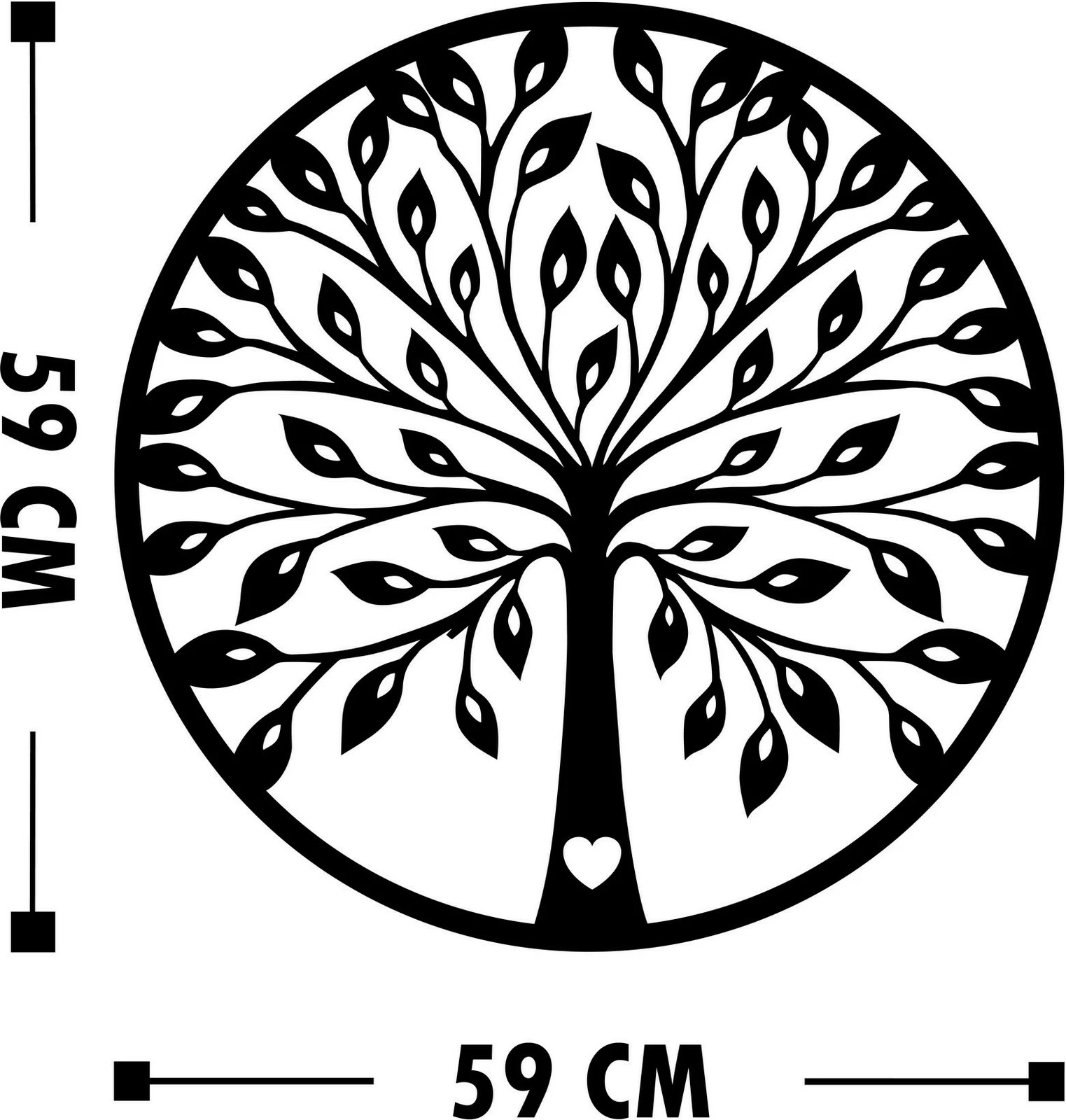 Aksesor dekorativ prej druri për mur, Wallity, Ağaç 4, ngjyrë e bardhë, 58x58cm