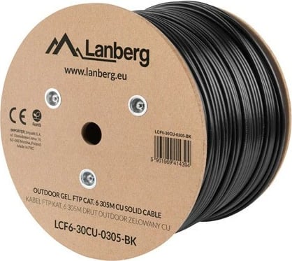 Kabllo rrjeti Lanberg CAT 6, 305m, F/UTP, bakër i pastër, e zezë
