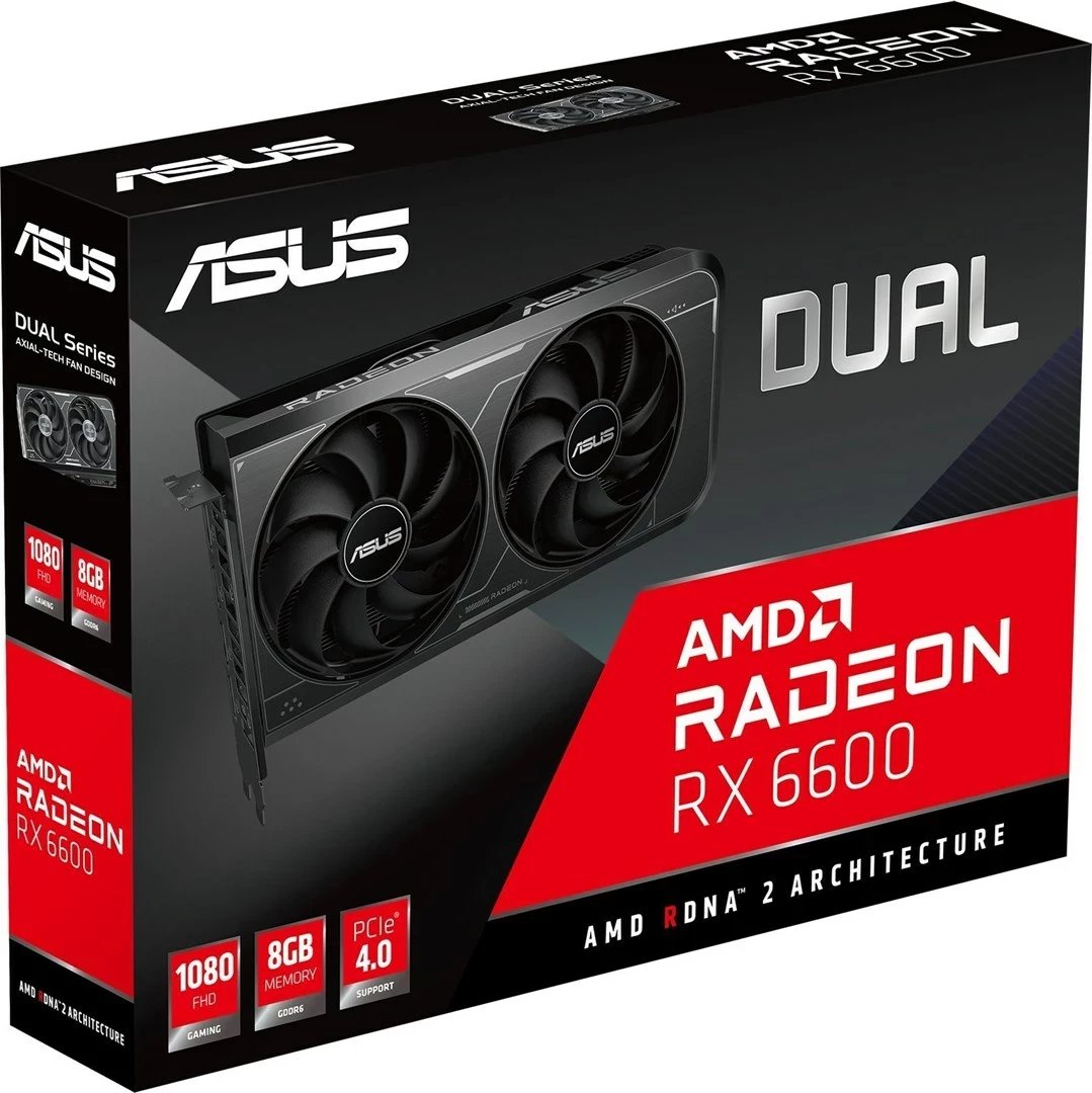 Kartelë grafike ASUS Dual RX6600 8 GB GDDR6, e zezë