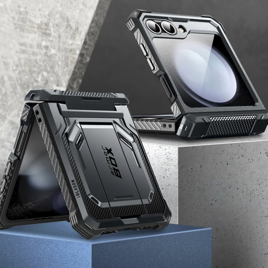 Mbështjellës Supcase ArmorBox për Samsung Galaxy Z Flip 6, i zi, me klip rripi