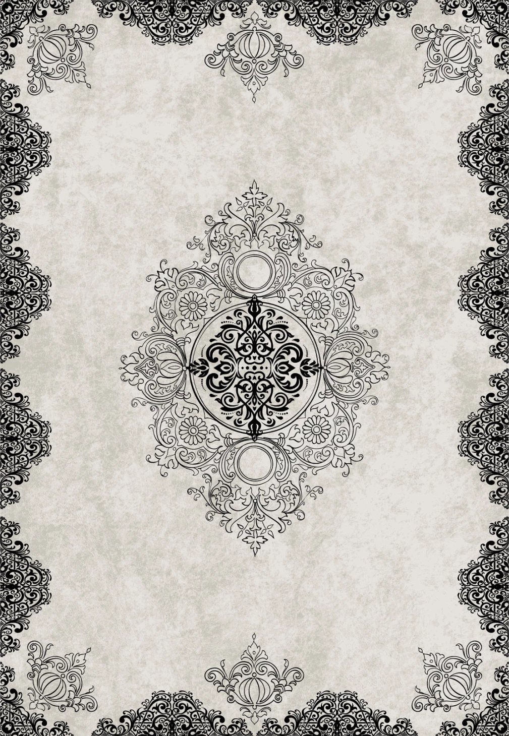 Tapet vintage JOSIANE, bardhë-e-zi, FH7675.25, 160x230cm, me franja