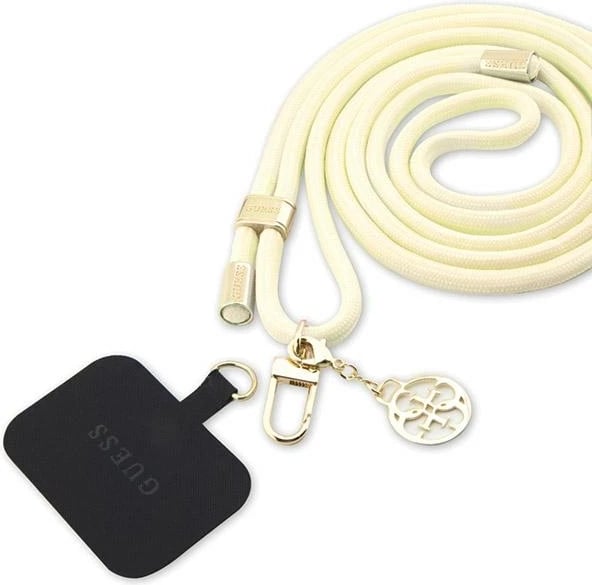 Rrip për celular Guess CBDY Cord, universal, 150 cm, najlon, bezhë