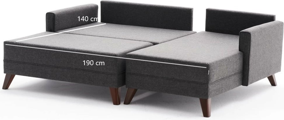 Kënd-sofë krevati Bella Mini, kënd i djathtë, ngjyrë antracit