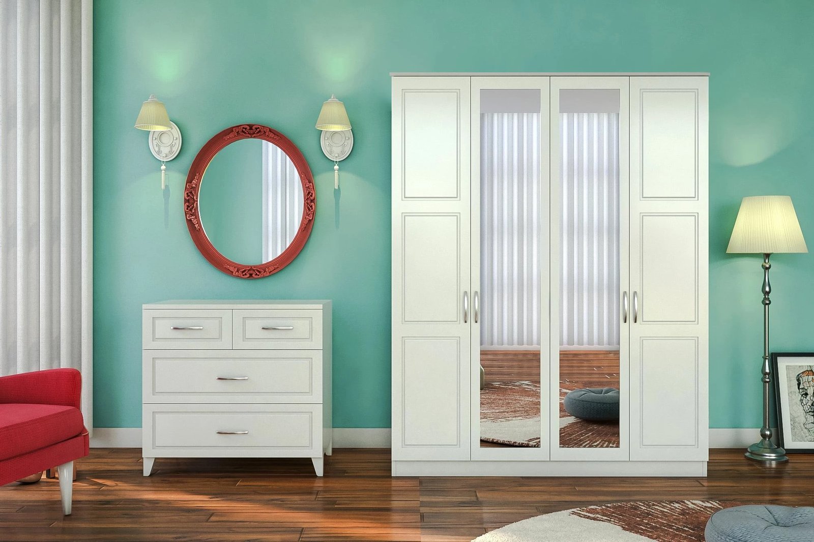 Dollap Skye Decor, ngjyrë e bardhë mat, RB-163