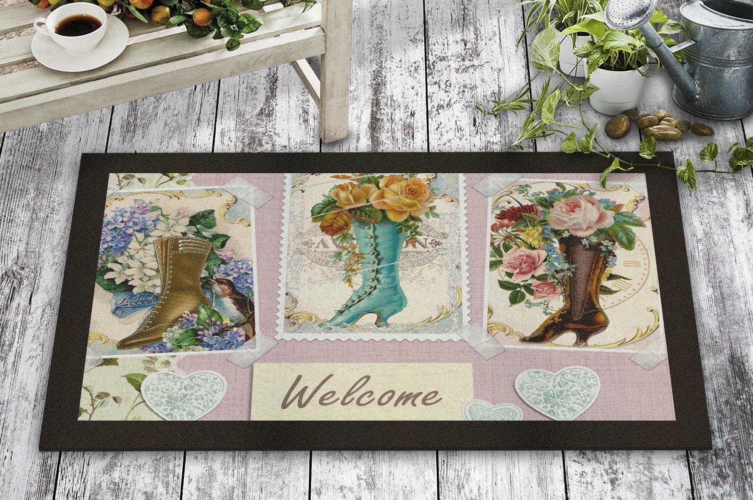 Shilte hyrëse PVC Aberto Design, çizme me lule, shumëngjyrëshe, 45x70cm