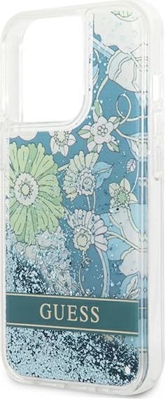 Mbështjellës Guess Flower Liquid Glitter për iPhone 13 Pro Max 6.7", Gjelbër Mbështjellës Guess Flower Liquid Glitter për iPhone 13 Pro Max 6.7", Gjelbër