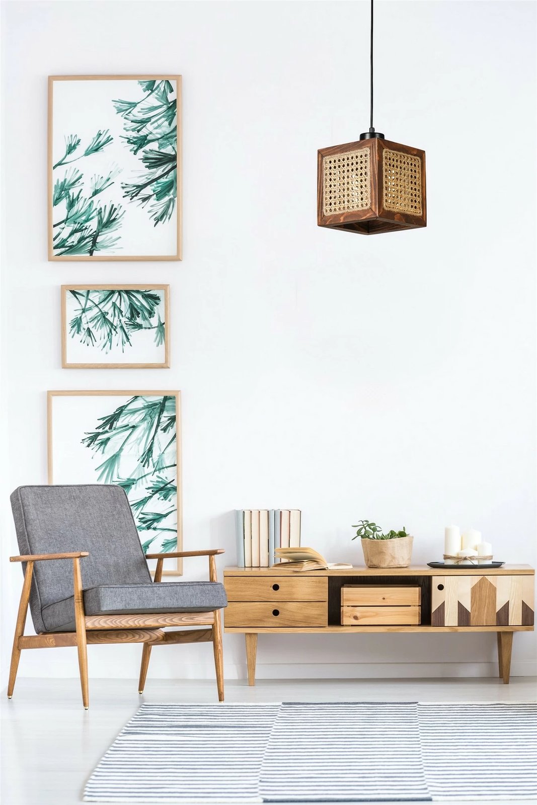 Llambë tavani Opviq, rattan, ngjyrë arre, Kumsal Tekli Ceviz Rattan Sarkıt