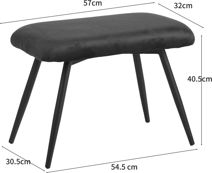Karrige me mbështetëse për këmbë Rueda kadife ngjyrë e verdhë me këmbë metali të zezë 71.5x66.5x99cm