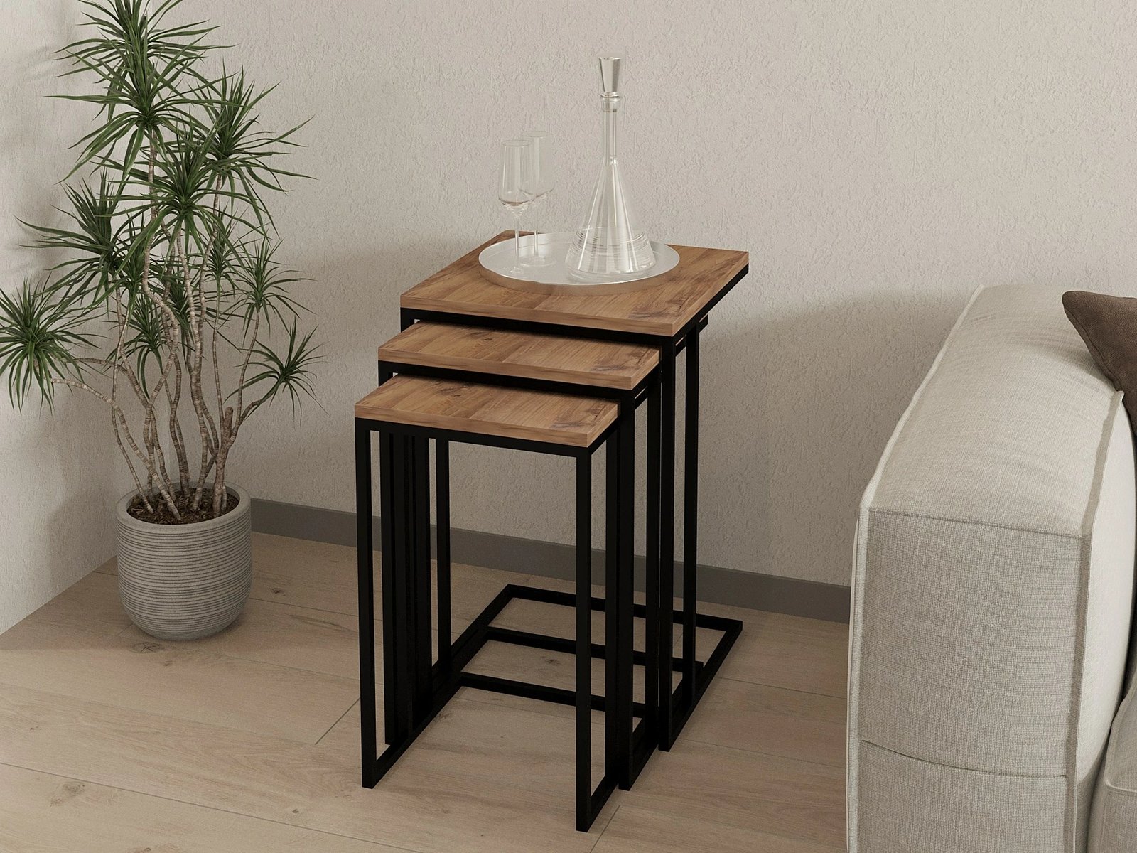 Set tavolinash ndihmëse (3 copë), Skye Decor, Atlantic