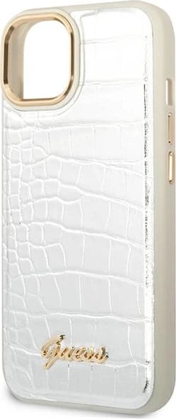 Mbështjellës Guess Croco Collection për iPhone 14 Plus 6.7", argjendtë