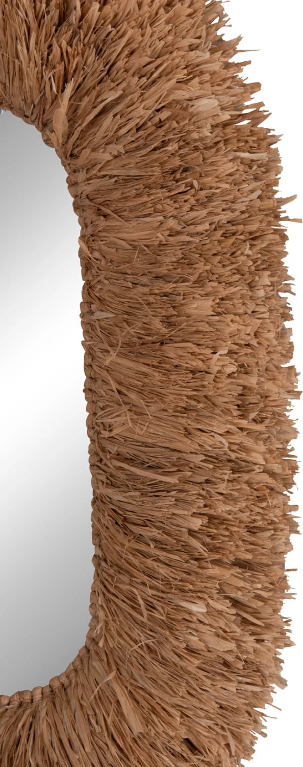 Pasqyrë muri ovale, kornizë fibra sisali, ngjyrë natyrale, FH4711, 95x60x15cm