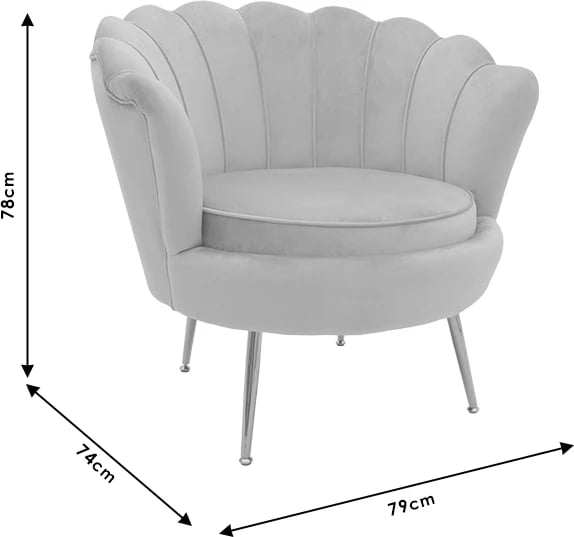 Fotel Daimon kadife gri-ari 79x74x78cm
