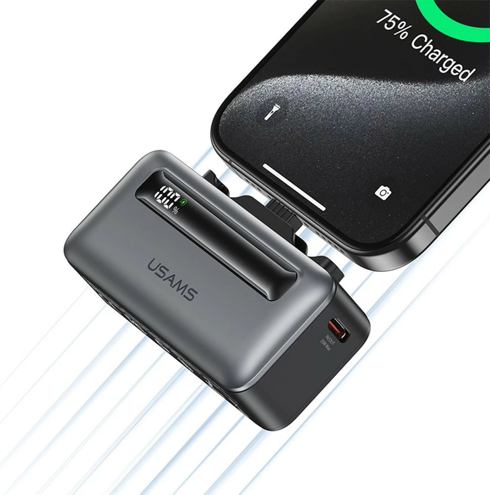 Powerbank USAMS USA001544, 4500mAh, 20W, USB-C/Lightning, Gri
