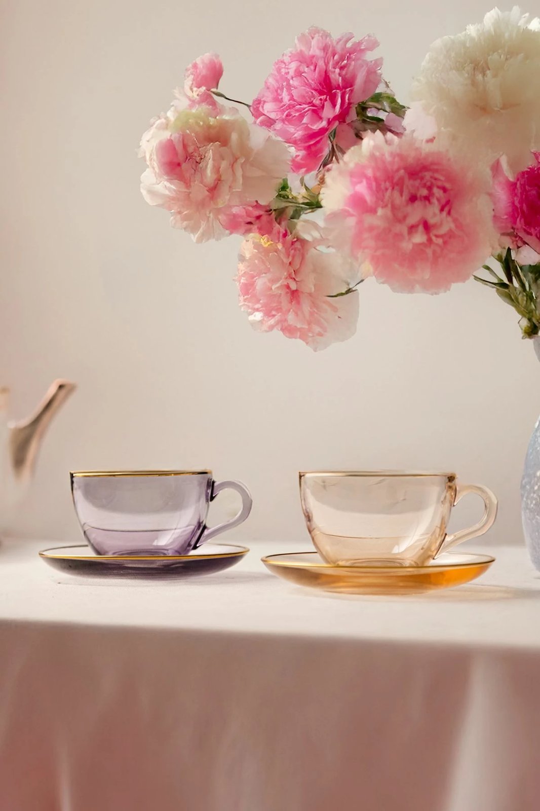 Set filxhanash çaji (4 copë), Hermia Concept, Five O'Clock, ngjyrë vjollcë