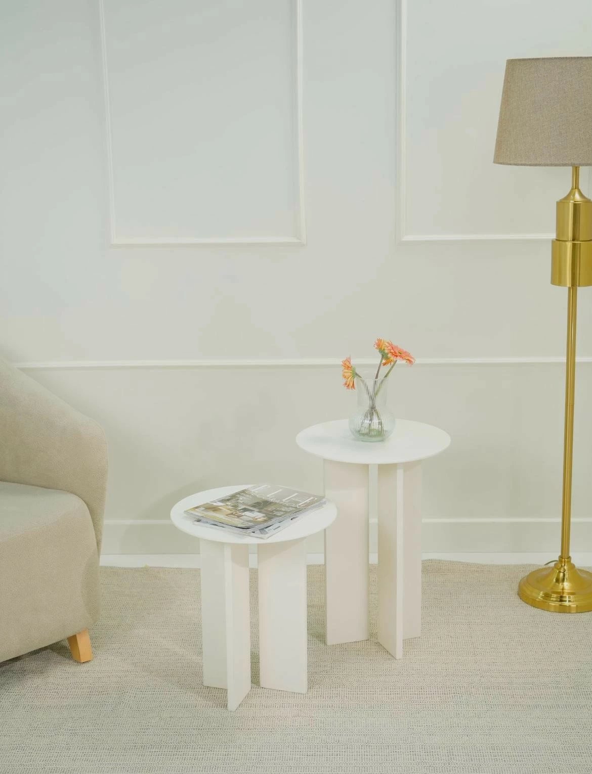 Set tavolinash kafeje Skye Decor, Leo (55 + 45), krem