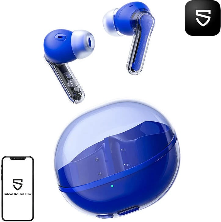 Kufje Soundpeats Clear TWS, Bluetooth 5.3, 12 mm, Blu me kasë karikimi