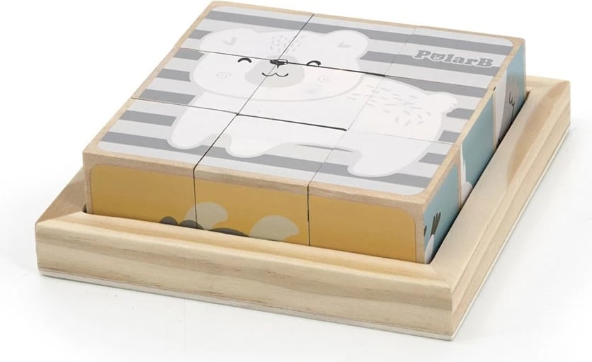 Puzzle me kuba druri, Viga, 9 pjesë kafshë, multingjyrëshe