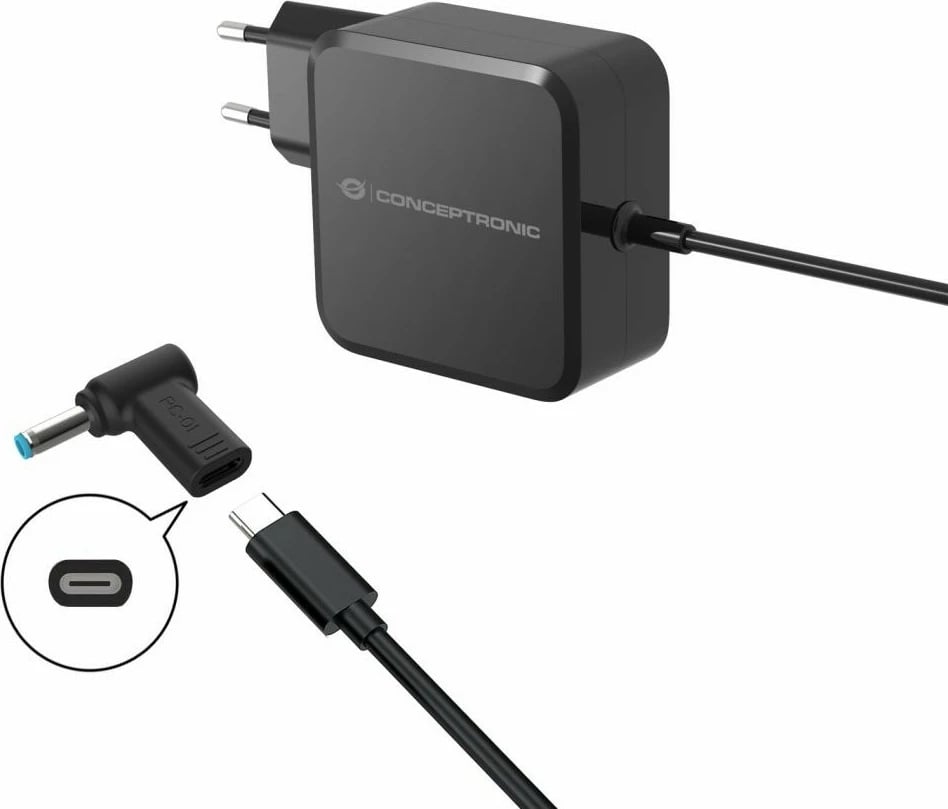 Adapter Conceptronic USB-C PD100W në HP 4.5x3.0mm, 18-20V, i zi