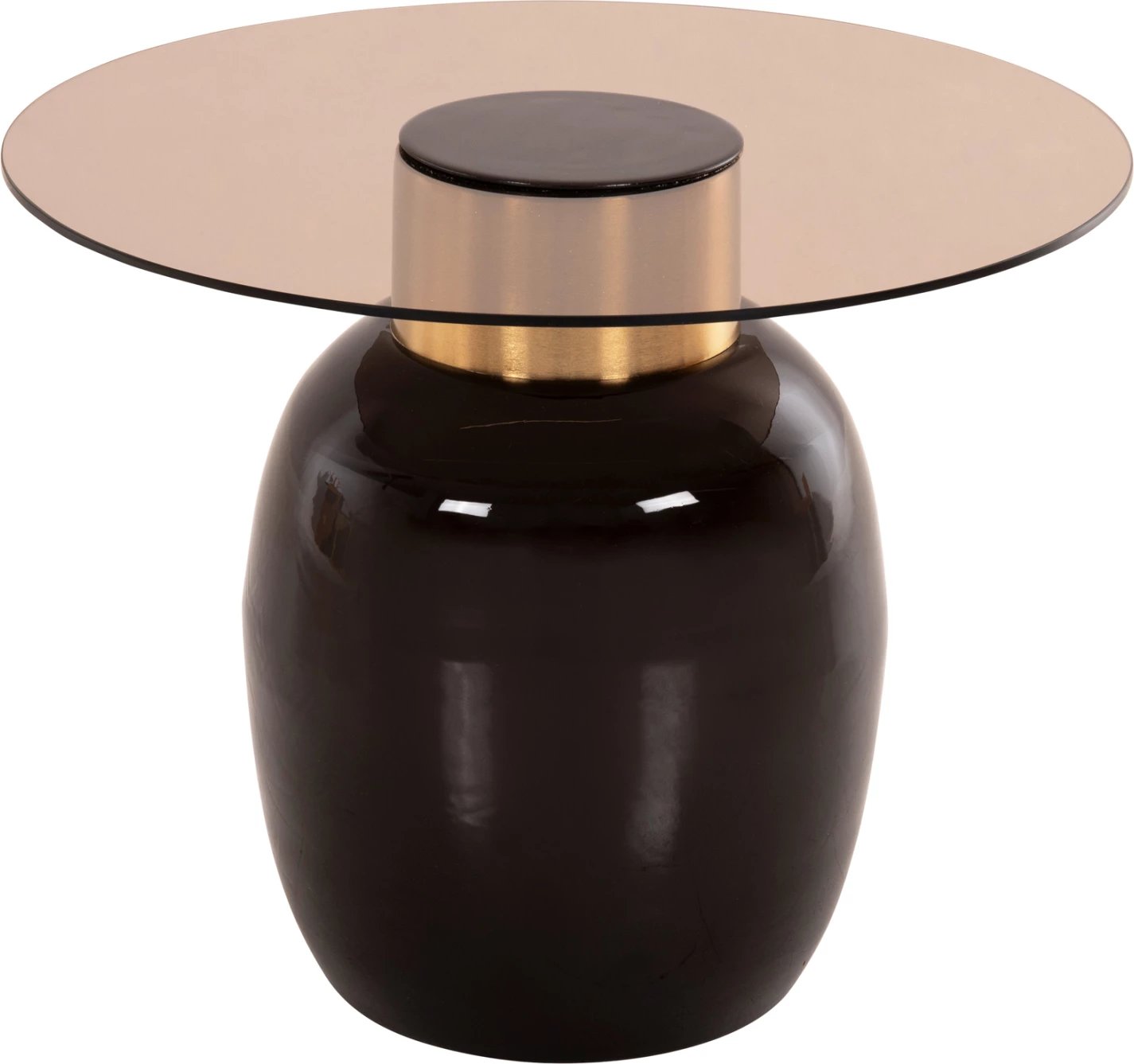 Tavolina anësore 2 copë FRYN FH9663 metalike, ngjyrë kafe dhe ari, Φ60 &Φ50 cm