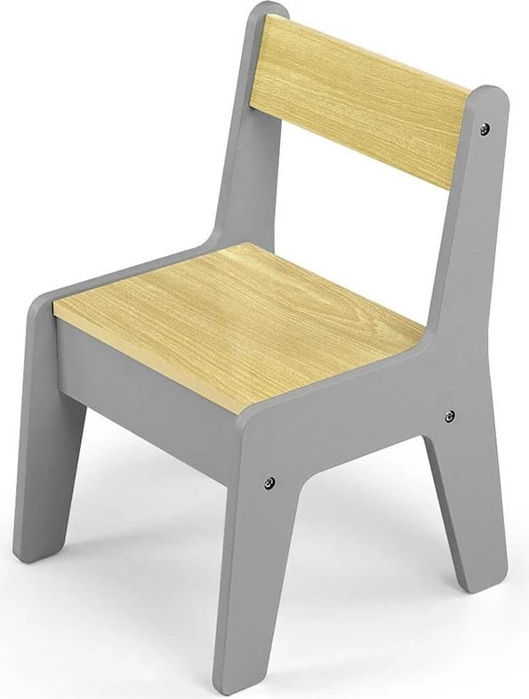 Set tavolinë dhe karrige fëmijësh, MILLY MALLY, Olaf Blocks, sipërfaqe e kthyeshme me tabelë shkumësi dhe hapësirë magazinimi, set 3-copësh, gri e errët